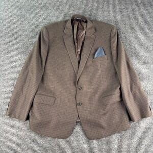 Vintage Ralph Lauren Sport Coat 48 R Taupe Wool Micro Houndsooth Natural Stretch